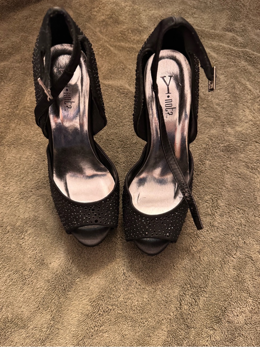 Women’s Black Peep-Toe Evening Heels with Ankle Strap